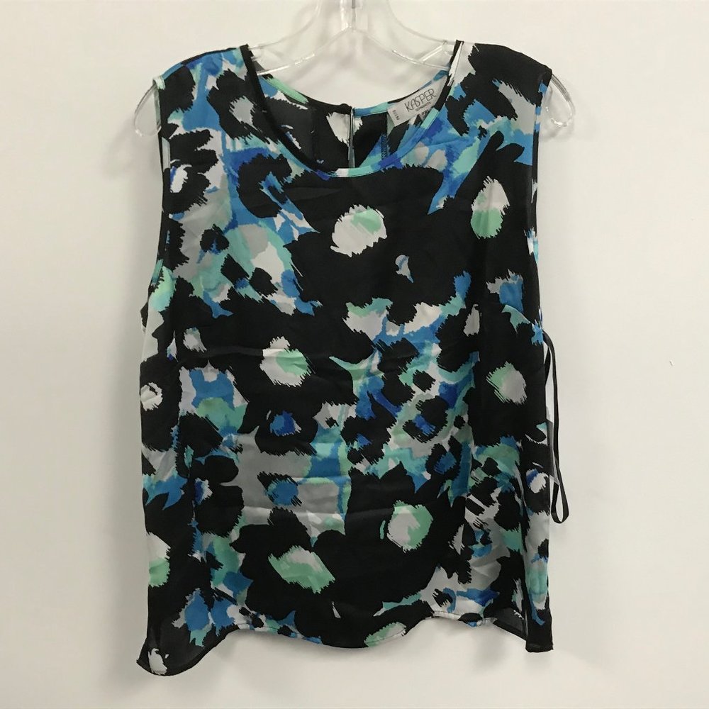NWT Kasper Abstract Floral Satin Shell Tank Top